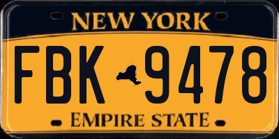 NY license plate FBK9478