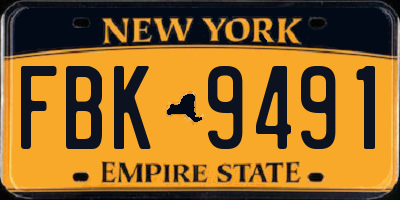 NY license plate FBK9491