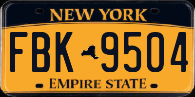 NY license plate FBK9504
