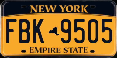 NY license plate FBK9505