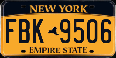 NY license plate FBK9506