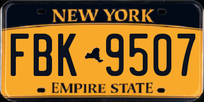 NY license plate FBK9507