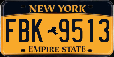 NY license plate FBK9513