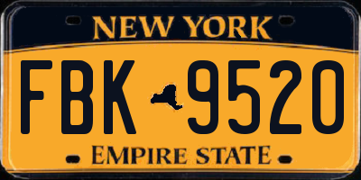 NY license plate FBK9520