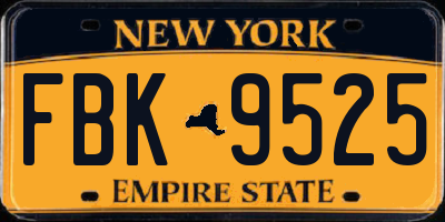 NY license plate FBK9525