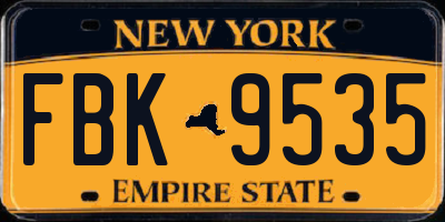 NY license plate FBK9535