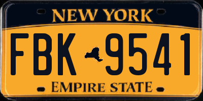 NY license plate FBK9541