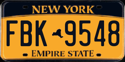 NY license plate FBK9548