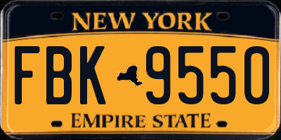 NY license plate FBK9550