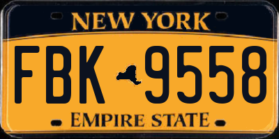 NY license plate FBK9558
