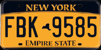 NY license plate FBK9585