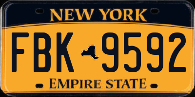 NY license plate FBK9592