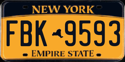 NY license plate FBK9593
