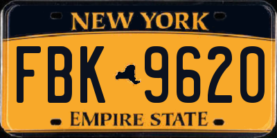 NY license plate FBK9620