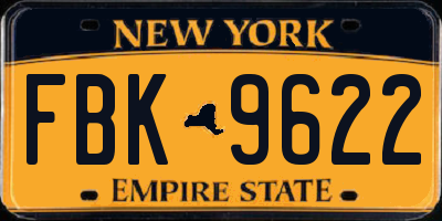 NY license plate FBK9622