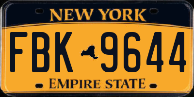 NY license plate FBK9644
