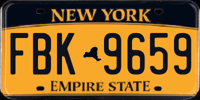 NY license plate FBK9659