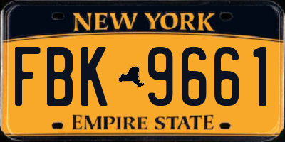NY license plate FBK9661