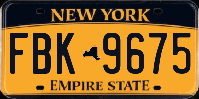 NY license plate FBK9675