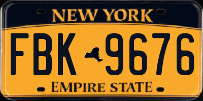 NY license plate FBK9676