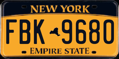 NY license plate FBK9680