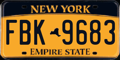 NY license plate FBK9683