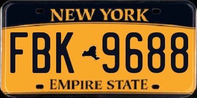 NY license plate FBK9688