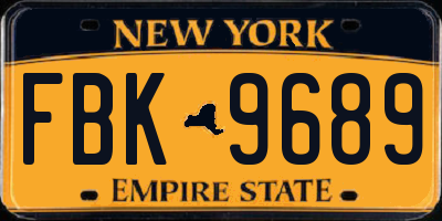 NY license plate FBK9689