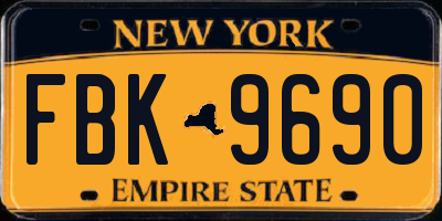 NY license plate FBK9690
