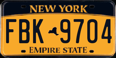 NY license plate FBK9704