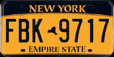 NY license plate FBK9717