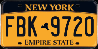 NY license plate FBK9720