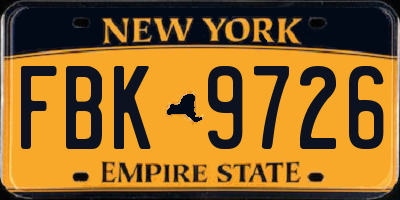 NY license plate FBK9726