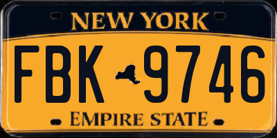 NY license plate FBK9746