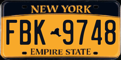 NY license plate FBK9748
