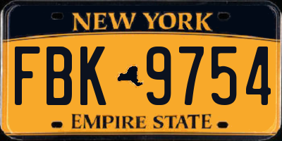 NY license plate FBK9754