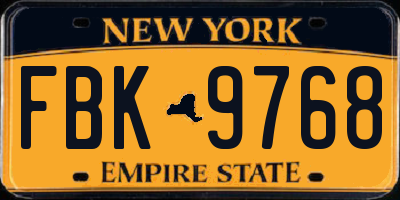 NY license plate FBK9768