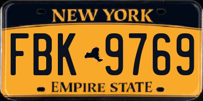 NY license plate FBK9769
