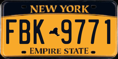 NY license plate FBK9771
