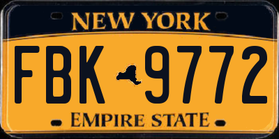 NY license plate FBK9772