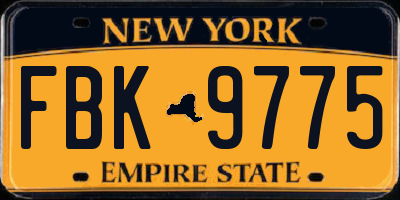 NY license plate FBK9775