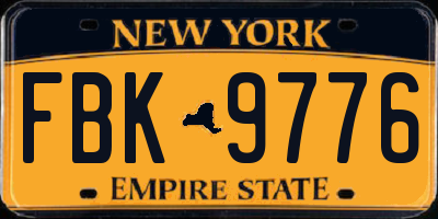 NY license plate FBK9776