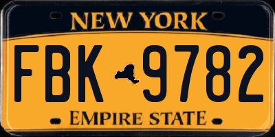 NY license plate FBK9782