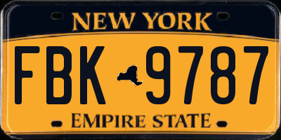 NY license plate FBK9787