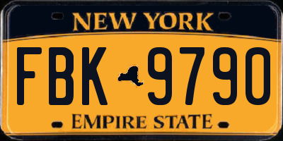 NY license plate FBK9790