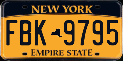 NY license plate FBK9795