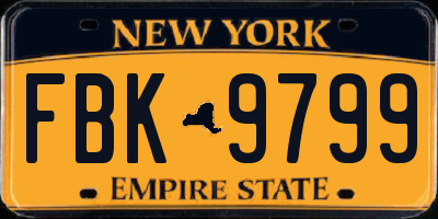 NY license plate FBK9799