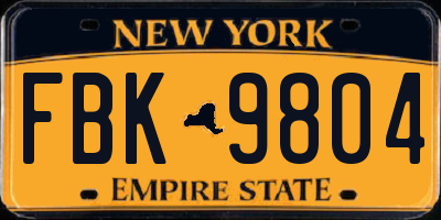 NY license plate FBK9804