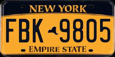 NY license plate FBK9805