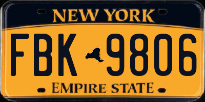 NY license plate FBK9806
